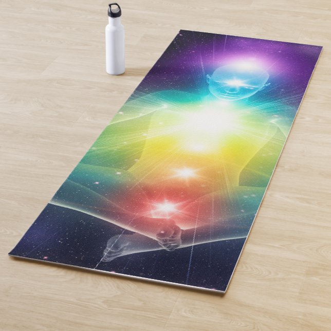 Abstract humanoid lotus yoga pose with chakras yoga mat (In Situ)