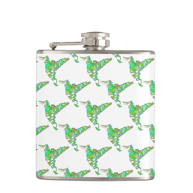 Abstract Hummingbird Pattern Flask (Front)