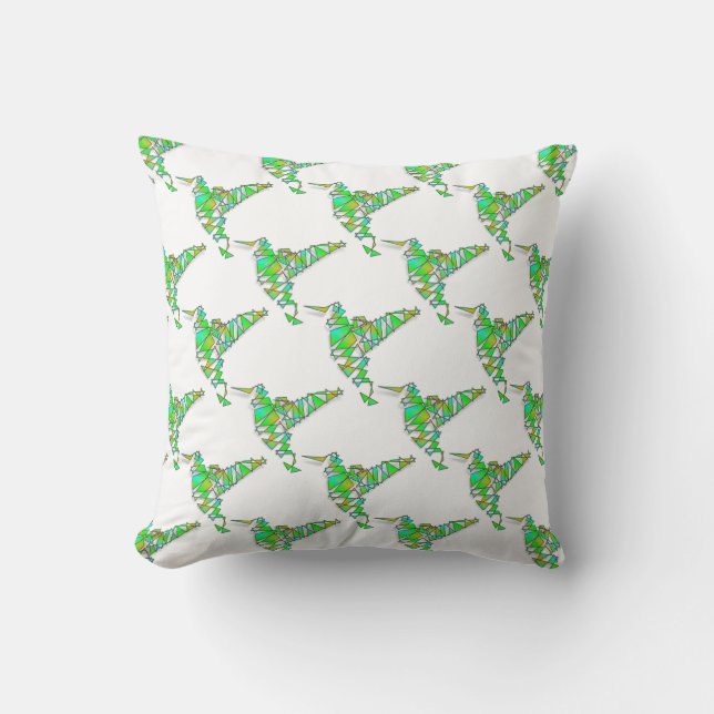 Abstract Hummingbirds - Seamless Pattern Throw Pillow (Front)