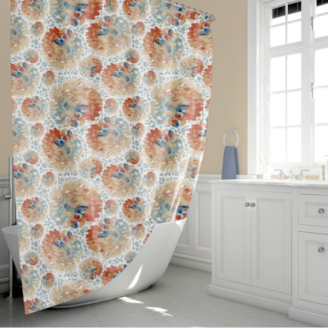 Abstract Hydrangea Blooms in Fall Colors Shower Curtain (Abstract Hydrangea Blooms in Fall Colors Shower Curtain by Jenn Steffen Art for Studio Posies.)