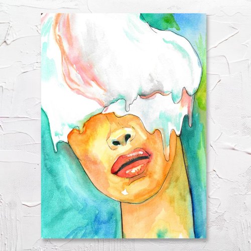 Abstract Ice Cream Woman Portrait Art Print