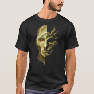 Abstract Identity Split Face – Layered Cosmic Self T-Shirt