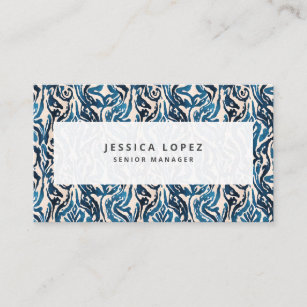 Abstract Ikat Blue Watercolor Professional Generic Business Card