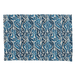 Abstract Ikat Watercolor Inspired Blue Pillow Case