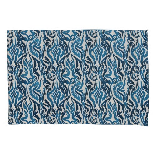 Abstract Ikat Watercolor Inspired Blue  Pillow Case