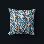 Abstract Ikat Watercolor Inspired Blue Throw Pillow<br><div class="desc">Ikat watercolor inspired abstract blue pattern.</div>