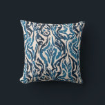Abstract Ikat Watercolor Inspired Blue Throw Pillow<br><div class="desc">Ikat watercolor inspired abstract blue pattern.</div>
