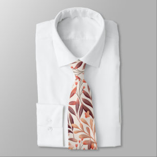 Abstract illustration featuring leaves and flowers neck tie