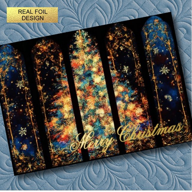 Abstract Illustration of Christmas Tree in Windows Foil Holiday Card (Creator Uploaded)