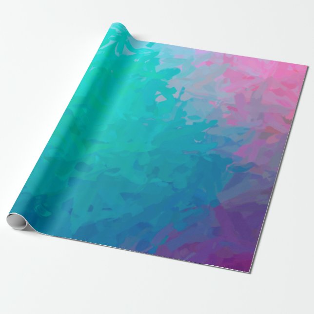 Abstract illustration of green Impressionist Impas Wrapping Paper (Unrolled)