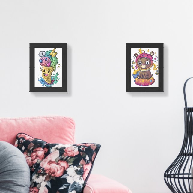 Abstract Illustration Wall Art – Trendy Modern  Sets (Livingroom)
