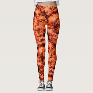 Abstract image carved mosaic in shades of gray thr leggings