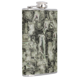 Abstract image carved mosaic in shades of grey thr flask