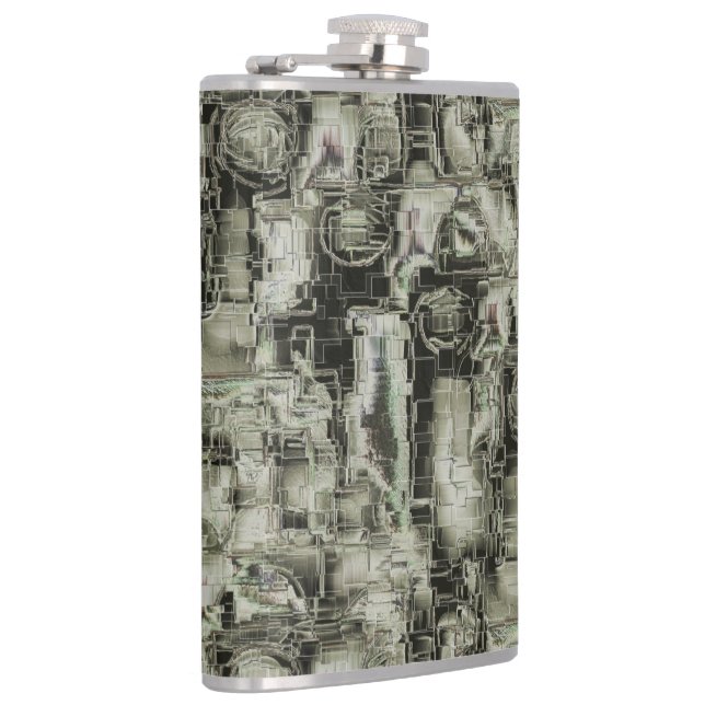 Abstract image carved mosaic in shades of grey thr flask (Right)