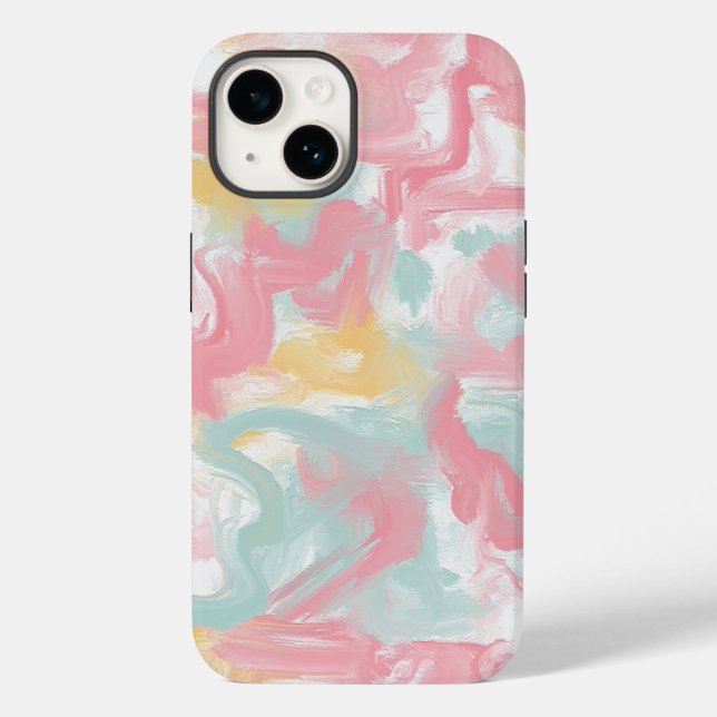 Abstract Impasto Paint Coral Yellow Turquoise Case-Mate iPhone Case (Back)