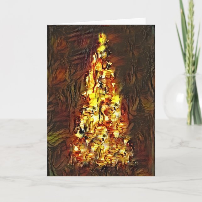 Abstract Impressionist Christmas Tree Holiday Card (Front)