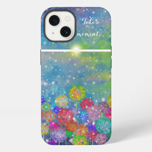 Abstract impressionist field of flowers iphone case (Back)