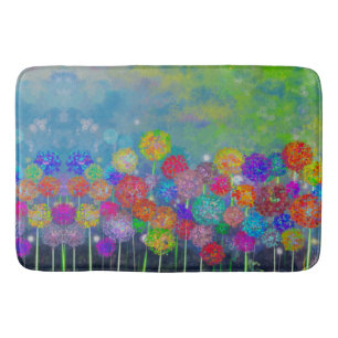 Abstract impressionist field of flowers shower cu bath mat