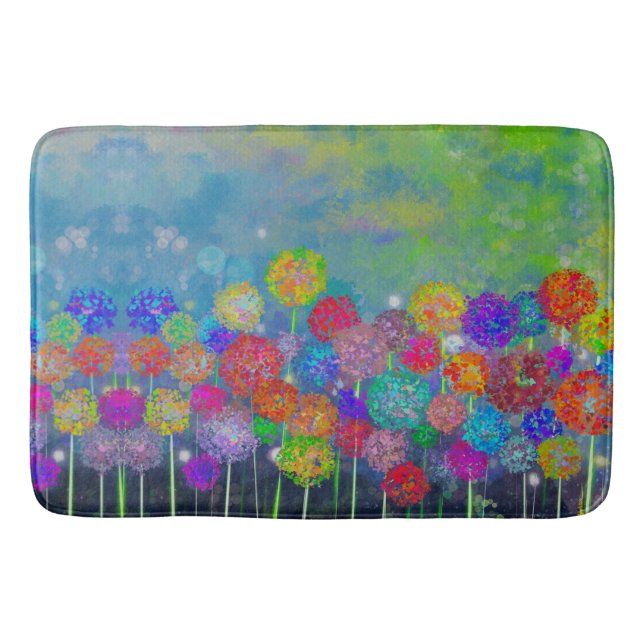 Abstract impressionist field of flowers  shower cu bath mat (Front)