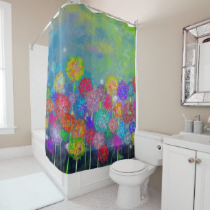 Abstract impressionist field of flowers shower curtain
