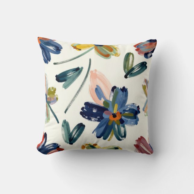 Abstract Impressionist Wildflower Pattern with Bol Throw Pillow (Front)