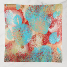 Abstract in Aqua-Blue, Red, and Yellow