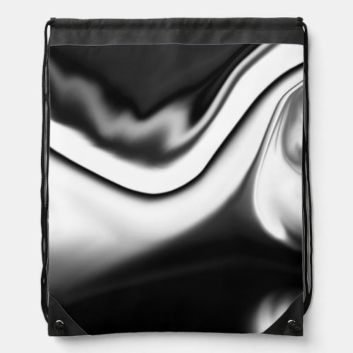 Abstract in Black and white Drawstring Bag