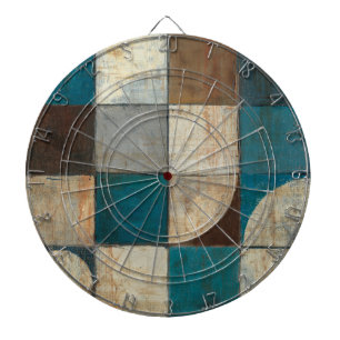 Abstract in Blue and Brown Dartboard With Darts