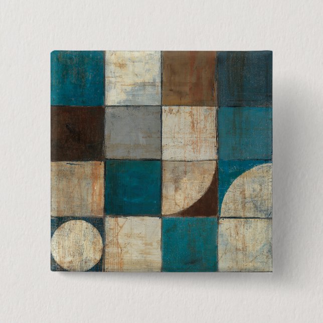 Abstract in Blue and Brown Pinback Button (Front)