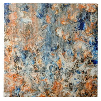 Abstract in Blue and Orange Ceramic Tile