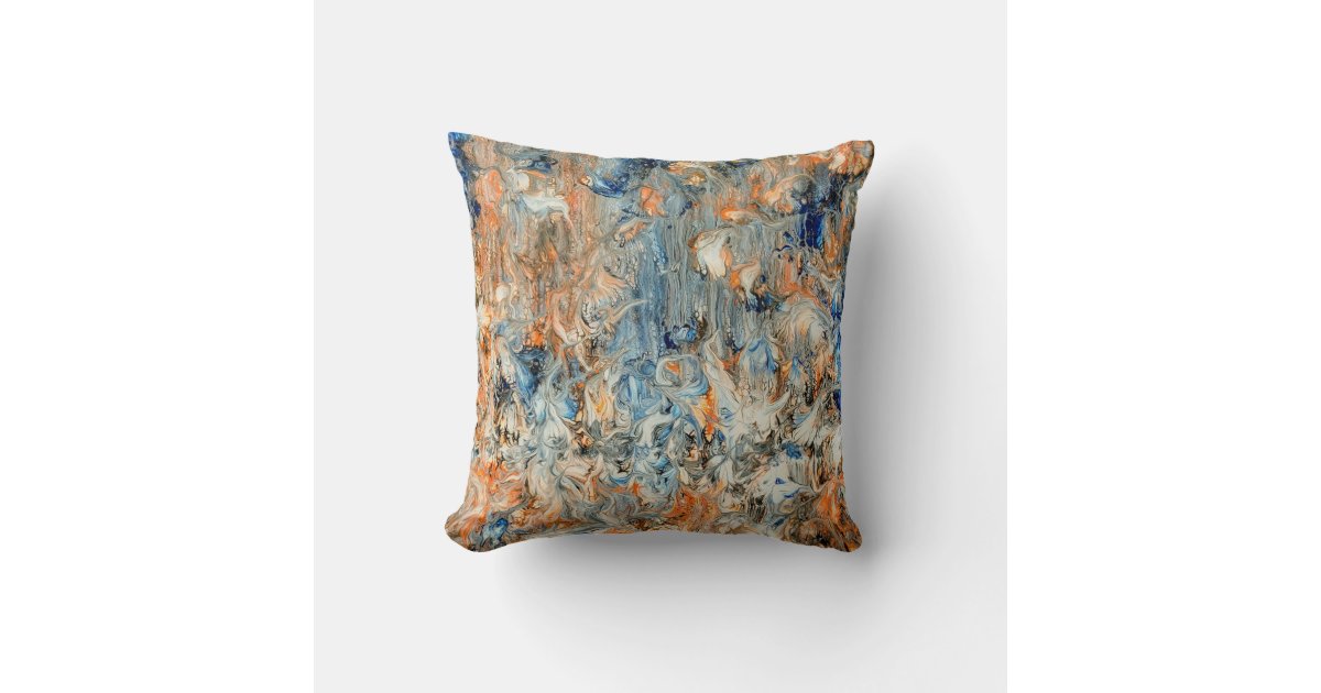 Abstract in Blue and Orange Throw Pillow Zazzle