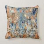 Abstract in Blue and Orange Throw Pillow<br><div class="desc">An abstract work created using an acrylic pour and swipe with some balloon kisses.</div>
