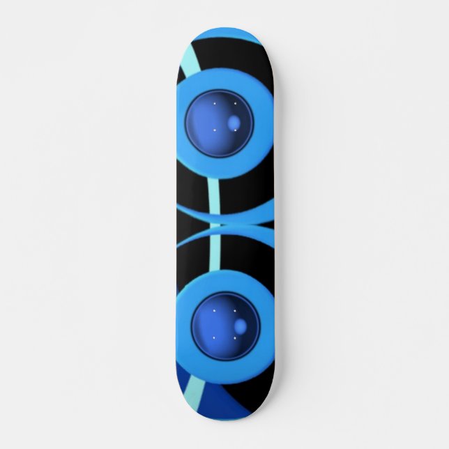 Abstract in blue ands and blacks. skateboard deck (Front)