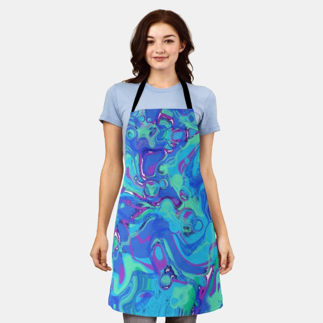 Abstract In Blues, Greens, & Purples Apron (Worn)
