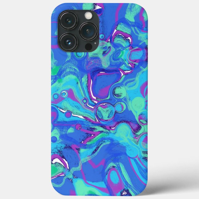 Abstract In Blues, Greens, & Purples Case-Mate iPhone Case (Back)
