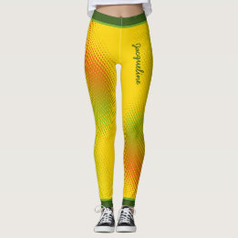 Abstract in Caribbean Colors with Name on YELLOW Leggings