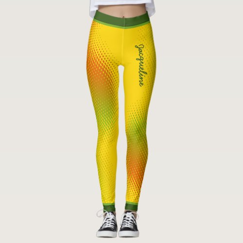 Abstract in Caribbean Colors with Name on YELLOW Leggings