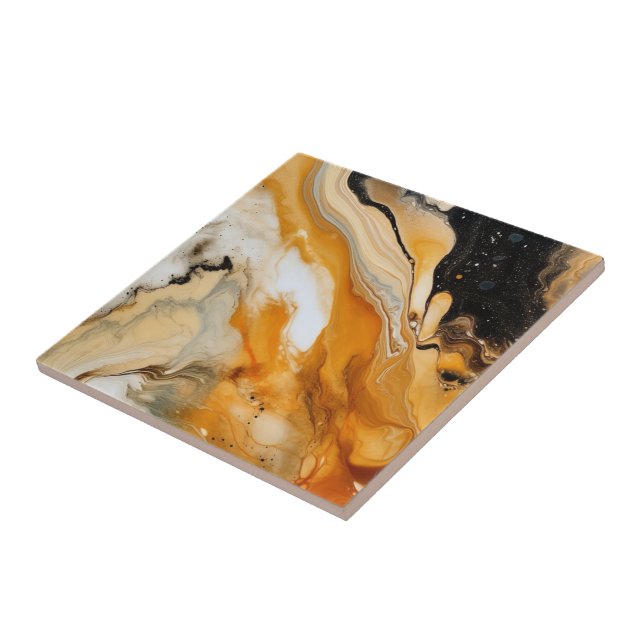 Abstract in gold and black ceramic tile (Side)
