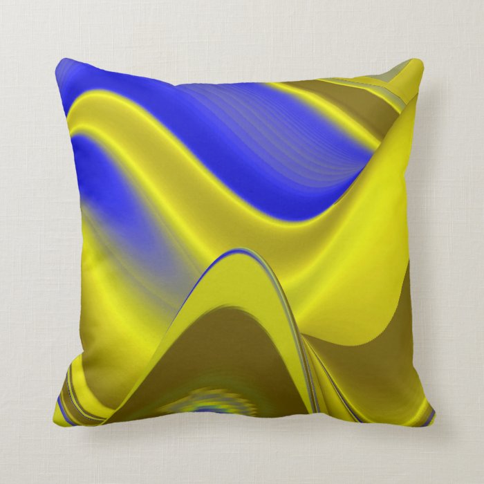 Abstract in gold yellow blue throw pillows