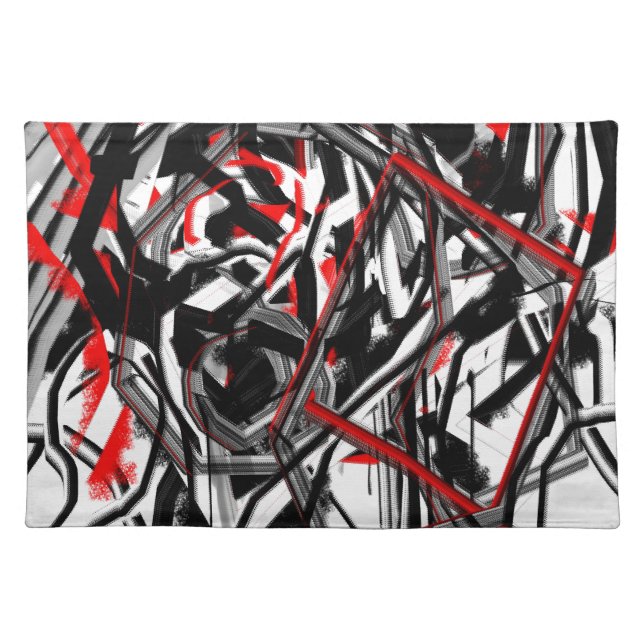 Abstract in Gray, Red, and Black Placemat (Front)