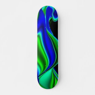 Abstract in green blue skateboard deck