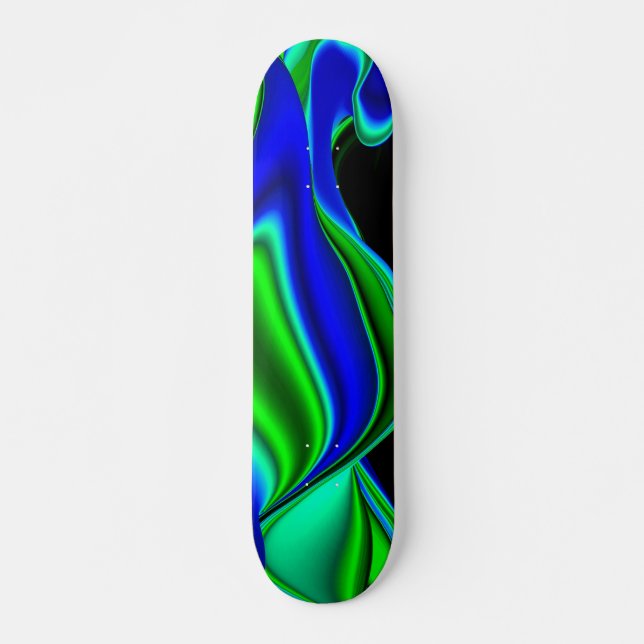 Abstract in green blue skateboard deck (Front)