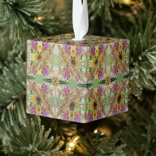 Abstract in Jewel Colors Cube Ornament