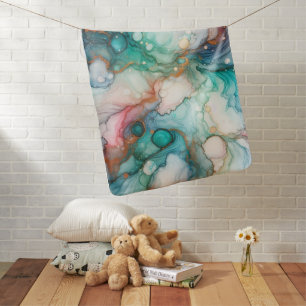 Abstract in Pink, Teal, Blue, and Gold Baby Blanket
