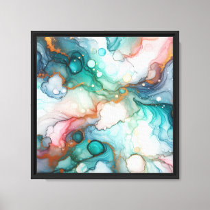 Abstract in Pink, Teal, Blue, and Gold Canvas Print