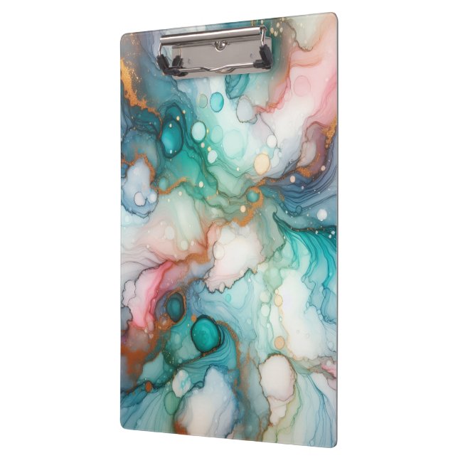 Abstract in Pink, Teal, Blue, and Gold Clipboard (Left)