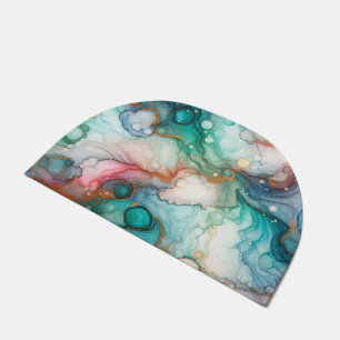 Abstract in Pink, Teal, Blue, and Gold Doormat