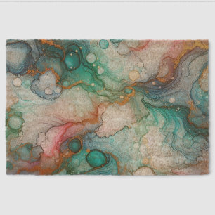 Abstract in Pink, Teal, Blue, and Gold Fiber Doormat