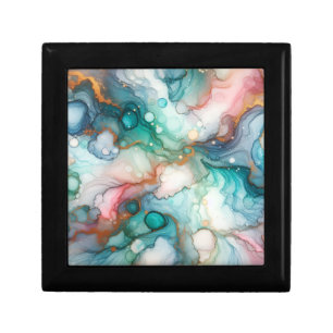 Abstract in Pink, Teal, Blue, and Gold Gift Box