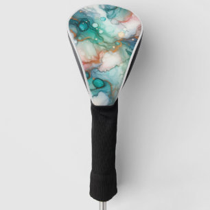 Abstract in Pink, Teal, Blue, and Gold Golf Head Cover